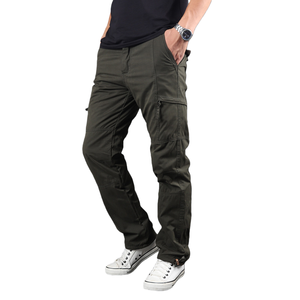 <span class=keywords><strong>Pantaloni</strong></span> Casual Cargo da uomo 100% <span class=keywords><strong>pantaloni</strong></span> Multi-<span class=keywords><strong>tasche</strong></span> tinti in cotone tinta unita con <span class=keywords><strong>tasche</strong></span> laterali Plus Size vita media diritta - Product Image 4