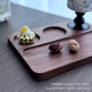 Acacia Wood <b>Tea</b> <b>Tray</b> Three Hole Solid Wood Multifunctional Serving <b>Tray</b> For <b>Tea</b> Coffee And Dessert - Product Image 3