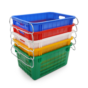 Cesta para Frutas para Granja y Supermercado, Caja Apilable y Encajable con Asa Metálica, Cesta de Almacenamiento y Embalaje de Vegetales de Fábrica - Product Image 1