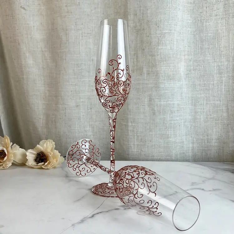 Handmade 200ml Rose Gold bức tranh mô hình pha lê Sâm banh kính cốc đám cưới sáo