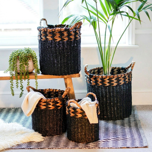 Handwoven Organizer <b>for</b> Laundry Toys <b>Plants</b> and Rustic Home Decoration Authentic Natural Seagrass Storage <b>Basket</b> - Product Image 1