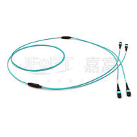 Kabel Trunk 24 Fiber OM3 MPO 2 x MPO-12 ke 2 x MPO-12 1m Kabel Patch Multimode untuk Pusat Data