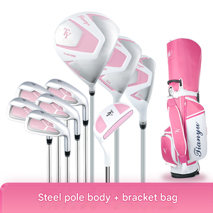 Ensemble de clubs de golf d'entraînement rose premium avec sac de golf, ensemble de clubs de golf pour femmes, ambidextre, pour l'extérieur et l'intérieur, 9 clubs en fibre de carbone/acier - Product Image 6