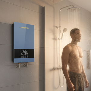 Chauffe-eau électrique instantané sans réservoir 8500W <span class=keywords><strong>bleu</strong></span> à installation facile avec protection contre la marche à sec pour appartement - Product Image 1