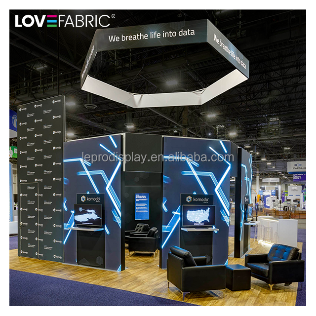 Easy Assemble Portable Carrying Trade Show Usage Aluminum Frame Hexagonal Hanging Banner From Ceiling Banner