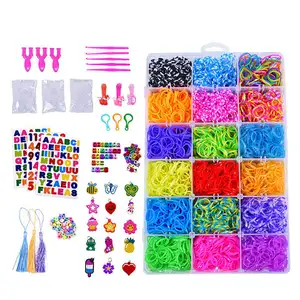 Europa Warm Gekleurde Elastische Band Set Kid 'S 32 Kleuren 6000Pcs Diy Weefgetouw Elastiekjes Kit Voor Meisje Armband