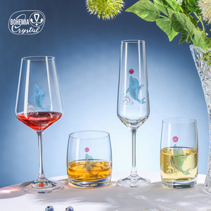 Bohemia Crystal Engraved Glass 401-500ml Dolphin Design Cocktail Party Use - Product Image 5