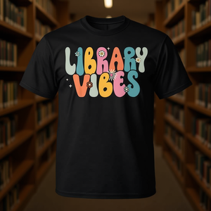T-shirt Library Vibes Retro Groovy Crew a tema biblioteca scolastica - Product Image 3
