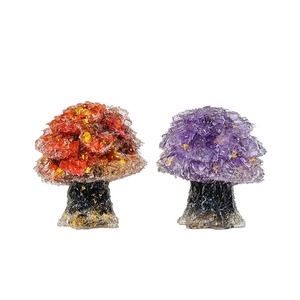 <span class=keywords><strong>Arbre</strong></span> en résine de cristal fait main, figurine en améthyste, quartz rose, œil de tigre, ornement de bureau, décoration, pierre de guérison, cadeau - Product Image 5