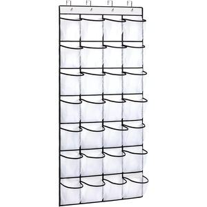 Organisateur de chaussures à suspendre derrière la porte, 28 poches, support mural en maille blanche pour rangement de chaussures - Product Image 1