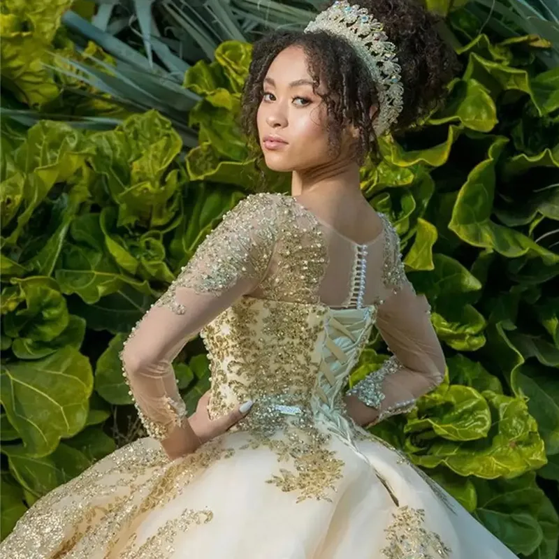 Sweet 16 Gold Ball Gown Para Glitter Birthday Prom Vestidos De Age15 Formal  Princess Party Ball Gowns Quinceanera Dresses MQ645| Alibaba.com