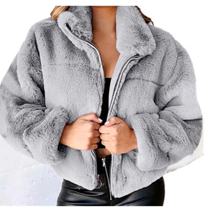 Piumino personalizzato da donna con etichetta privata giacche Bomber in pelliccia di coniglio di peluche giacche invernali in pile - Product Image 3