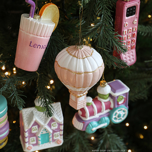 Adornos Navideños de Plástico Pintado Colorido con Forma de Macaron, Colgantes para Árbol de Navidad, Decoración para Colgar en el Árbol - Product Image 5