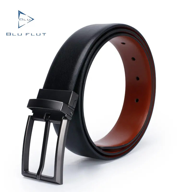 leather casual belt for men black Brown buckle belts Double sided rotation leather belts