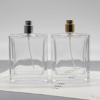 Flacon de parfum rectangulaire transparent de 100 ml, vide, avec pulvérisateur à brume fine – Vente chaude, directement de l'usine