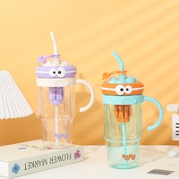 Bouteille d'eau portable en plastique pour crème glacée 1200ML avec poignée, paille et filtre pour séparation thé/eau