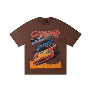 T-shirt Grafica Retrò Lavata da Uomo in Cotone 100% Dobby Oversize Streetwear Traspirante con Stampa Scheletro Auto Cavallo Surf a Maniche Corte - Product Image 4