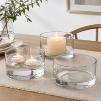 Porte-bougie en verre épais transparent, bol en verre à côtés droits pour bougie flottante, décoration de table pour la maison et les mariages