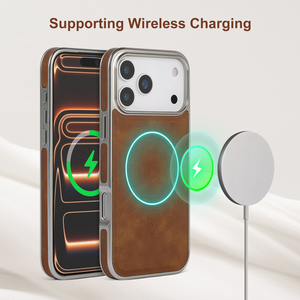 Étui de téléphone magnétique en cuir PU électroplaqué de luxe personnalisé pour <span class=keywords><strong>iPhone</strong></span> 17 16 15 Pro Max 2 en 1, étui portefeuille antichoc avec porte-cartes - Product Image 4