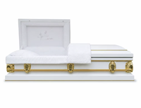 Cercueil en métal blanc de style américain, calibre 20, pour adultes, fournitures funéraires