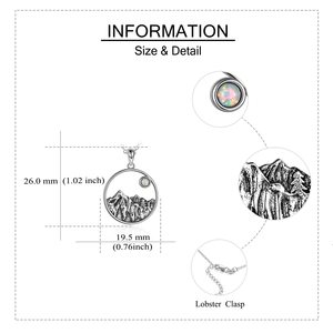 Collier pendentif Soleil de Montagne en Argent Sterling 925 avec Opale, Bijoux Fins pour les Amateurs d'Alpinisme - Product Image 2