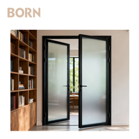 Porte à battant en verre creux en aluminium intérieur insonorisé résistant à l'humidité pour les espaces adjacents de salle de bain australienne