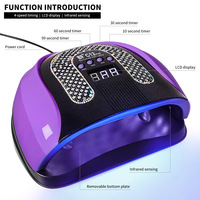 Sèche-ongles LED UV incrusté de diamants, haute puissance, photothérapie avec technologie de détection, en plastique, pour le séchage des ongles