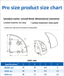 وصلة زاوية فتحة T من الألومنيوم المنحني المخصص ثلاثية الاتجاه موصل قوس زاوية معدني قياسي بأكسيد للأقواس - Product Image 4