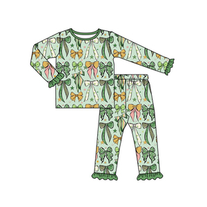 Combinaison personnalisée à nœuds verts pour filles, Jour de la Saint-Patrick, Vente en gros, Vêtements mignons pour sœurs, Nouvelle mode, Boutique tendance - Product Image 4