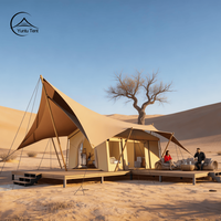 Tentes de glamping en toile PVC avec salle de bain privée et grand balcon pour l'hébergement en safari africain