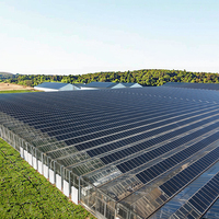 Serres agricoles de grande taille à énergie solaire, structure en acier galvanisé à chaud, couverture en verre, taille personnalisable, refroidissement multi-ventilation