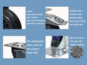 SQ 80mm 100mm 125mm 150mm 200mm Hoch leistungs gummi rolle 500kg Schwenkbare Gummi rollen für Handwagen - Product Image 2