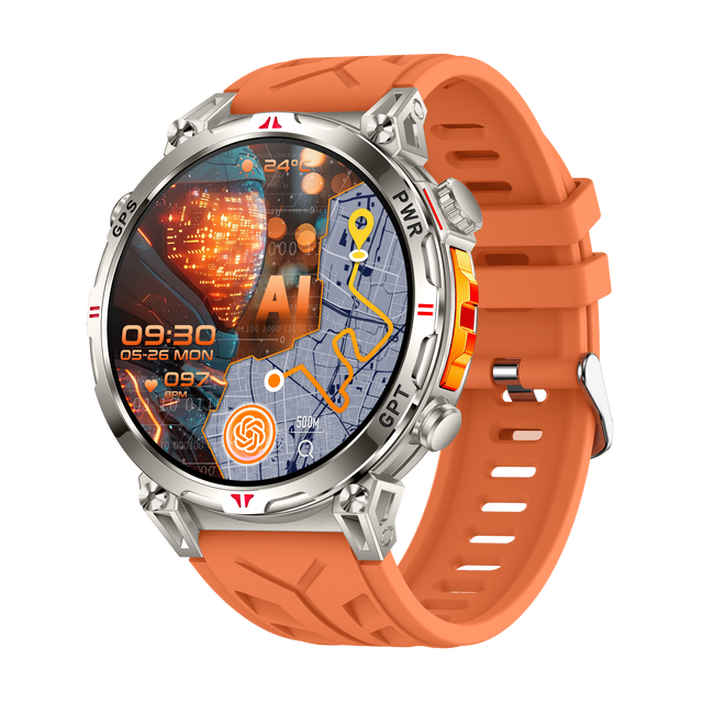 GPS ChatGPT Outdoor Sport Compass Smart Watch 1.53" Amoled Round Screen Bt Call Dafit 650mah 3ATM Waterproof KC93 Smartwatch