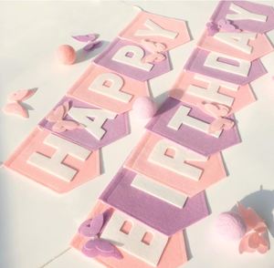 Happy Birthday Felt <b>Pastel</b> Macaron Pattern Foldable Banner <b>Decorations</b> Sign Rainbow Party Garland First Girl Pennant - Product Image 1