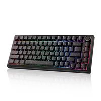 Teclado Mecánico Inalámbrico OEM ODM 75, 8000mAh, Intercambiable en Caliente, Teclado para Juegos con Perilla, Retroiluminación RGB, 2.4GHz, Tipo C, BT5.0, Teclas PBT con Impresión Lateral