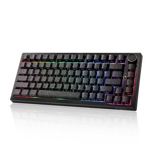 <span class=keywords><strong>Clavier</strong></span> mécanique sans fil OEM ODM 75, 8000 mAh, échangeable à chaud, <span class=keywords><strong>clavier</strong></span> de jeu avec bouton, rétroéclairage RVB, 2,4 GHz, Type-C BT5.0, touches PBT imprimées sur le côté - Product Image 1