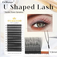 CoMango Extensions de cils en forme de U YY C/D Premium Soie cachemire faite à la main Naturel Long Ultra Doux Léger comme une plume 100% Vegan