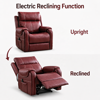 Fauteuil inclinable électrique contemporain en bois avec revêtement en cuir PU, canapé inclinable électrique une place avec télécommande pour salon