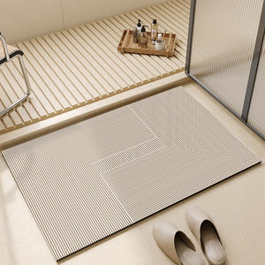 Alfombra de Baño Simple Rectangular a Rayas Antideslizante Absorbente para Entrada de Baño, Uso Doméstico, Color Zen Tranquility - Product Image 1