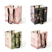 Vintage bloemenprint bloemen cadeau handtas aangepaste logo kraft papieren tas Moederdag 520 Valentijnsdag boeket verpakking groothandel