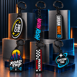 Porte-clés en PVC souple 3D personnalisés de forme allongée, étiquettes de texte personnalisées pour la promotion de la marque, fabrication OEM ODM - Product Image 2