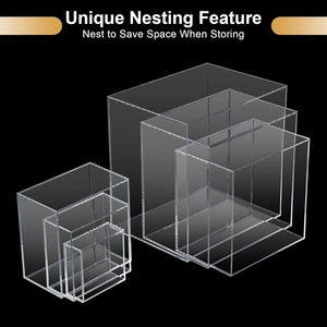 Cliselda 6-Piece Clear Acrylic <strong>Display</strong> Boxes-Nesting Risers With Hollow Bottoms For <strong>Food</strong> Items (Cupcake Candy &amp; Dessert) - Product Image 5