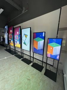 Aiyos siêu mỏng bezel cao sáng Treo Cửa Sổ Cửa hàng LCD hiển thị màn hình quảng cáo hai mặt kỹ thuật số biển media player - Product Image 5