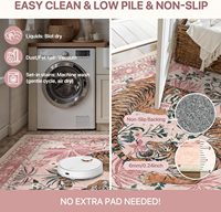 Rosa Botanischer Vintage Orientalischer Boho Tiger-Print Waschbarer Rutschfester Niedrigfloriger Teppich für Wohnzimmer Schlafzimmer Studentenwohnheim Heimdekoration