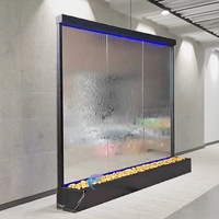 Cascade en verre miroir moderne avec lumière LED blanche chaude en vente directe d'usine pour décorations de mariage