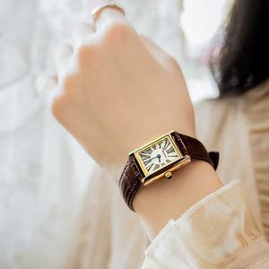 Reloj con incrustaciones de diamantes elípticos personalizado exquisito reloj de mujer de cuero genuino de moda temperamento de nicho - Product Image 2