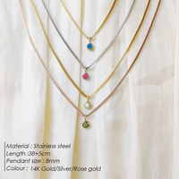 EMANCO Collier tendance minimaliste avec pendentif pierre de naissance, chaîne maille forçat, en acier inoxydable couleur or, bijoux décontractés pour le quotidien, vente en gros et dropshipping