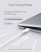 Anker kabel pengisian daya Cepat portabel USB 100 tipe C, kabel silikon 3 kaki 2.0 W USB C ke USB C UNTUK iPhone