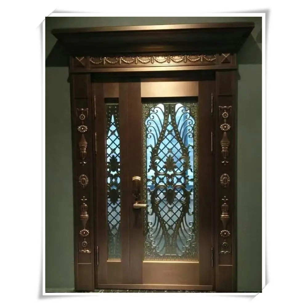 フロントドアデザインシングルハーフスチール銅装飾ストームドア