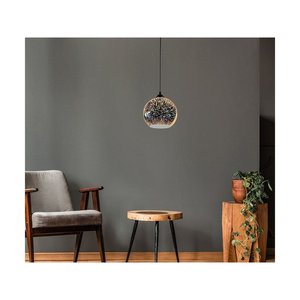 Lampadario a sospensione LED E27 con effetto 3D, campana in vetro, specchio cromato, diametro 20 cm, temperatura colore 4000K per interni SKU-40121 - Product Image 4